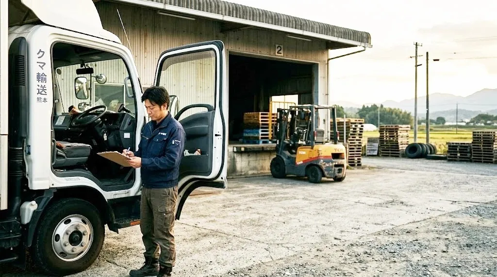 物流会社で荷物を運ぶスタッフの仕事風景
