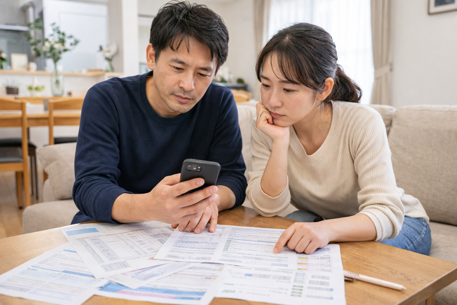 保険の見直しを考える夫婦