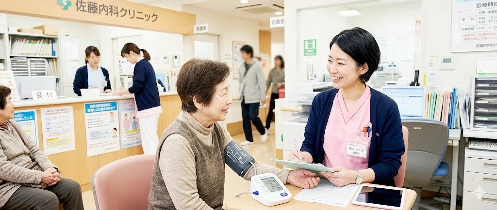 クリニックで患者に対応する医療スタッフのイメージ